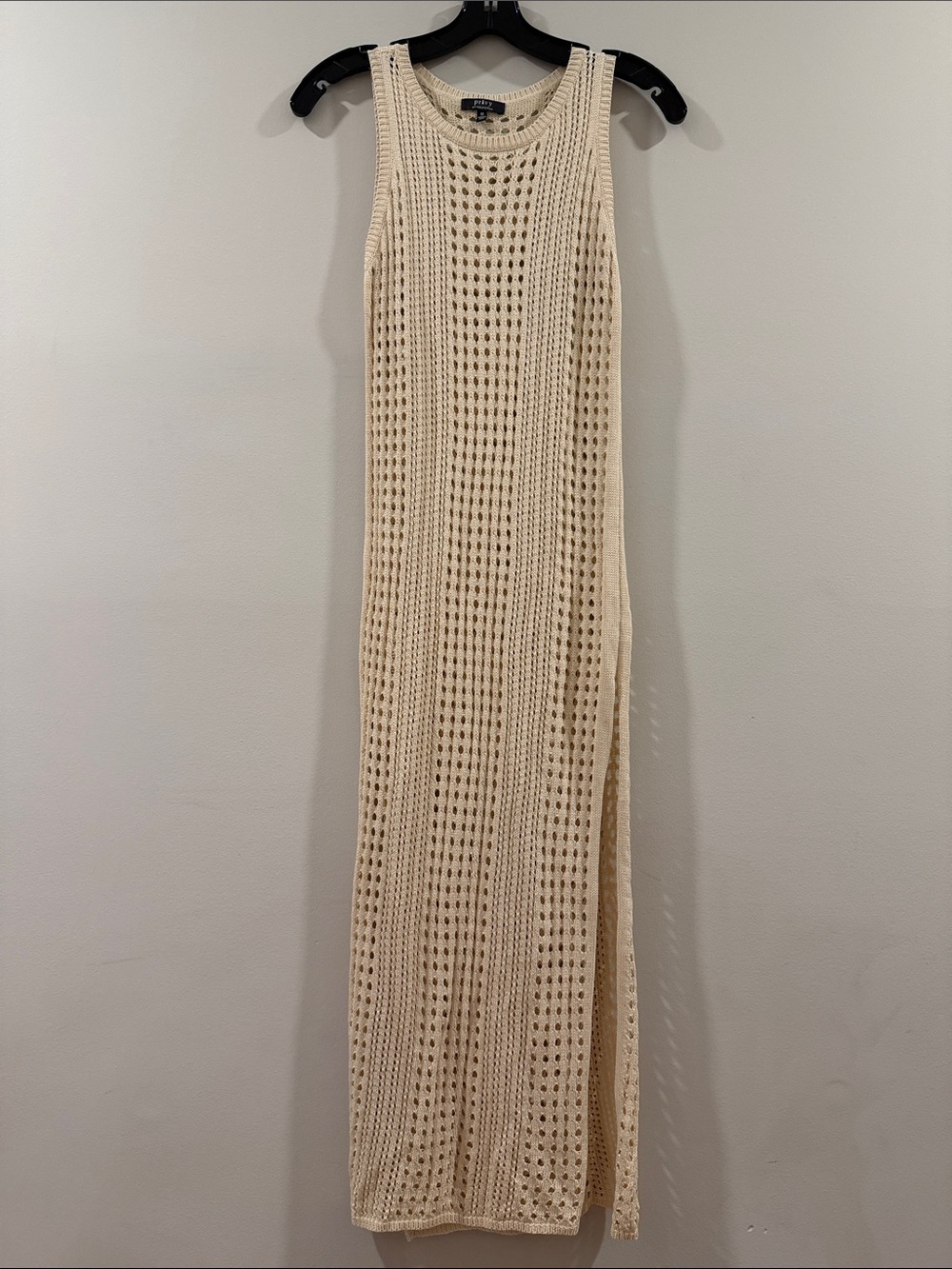 privy Cream Crochet Maxi Dress with Side Slit